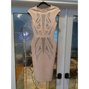 ASOS blush pink embroidered midi dress